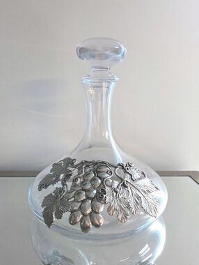 Vintage Pewter Grape Wine Decanter